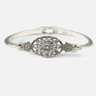 1928 Silver-tone Simulated Crystal Floral Bracelet, Women's