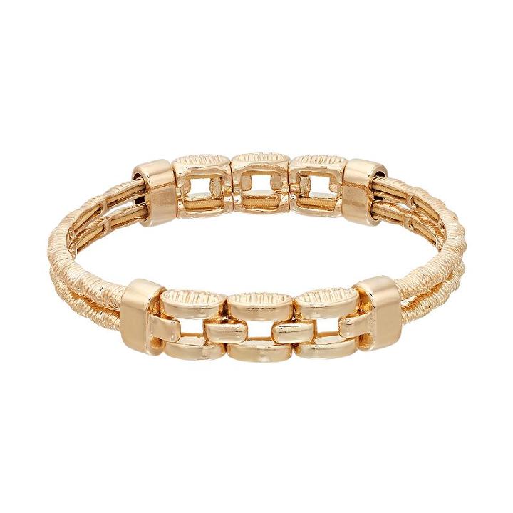 Napier Linked Double Strand Stretch Bracelet, Women's, Gold