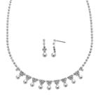Crystal Allure Necklace And Drop Earring Set, Women's, Size: 15, White