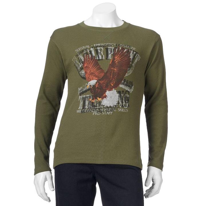 Men's Thermal Outdoor Crewneck Sweatshirt, Size: Large, Dark Green