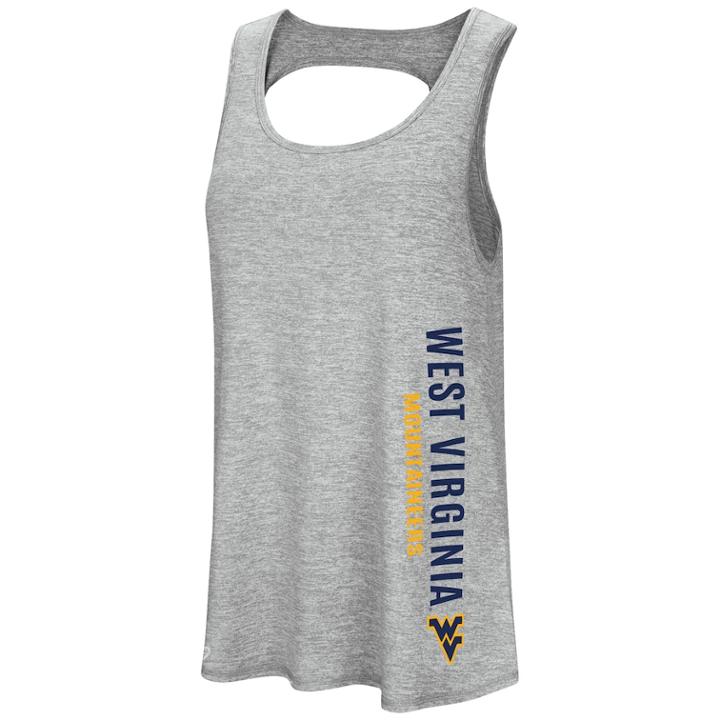 Women's Colosseum West Virginia Mountaineers Twisted Back Tank Top, Size: Small, Grey (charcoal)