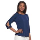 Women's Croft & Barrow&reg; Cold-shoulder Boatneck Top, Size: Large, Blue