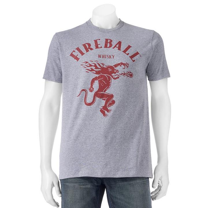 Men's Fireball Whiskey Dragon Tee, Size: Small, Grey