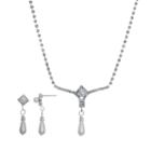 Crystal Allure Teardrop Necklace And Drop Earring Set, Women's, Size: 18, White