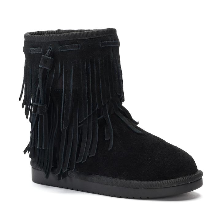 Koolaburra By Ugg Cable Girls' Short Winter Boots, Size: 1, Black