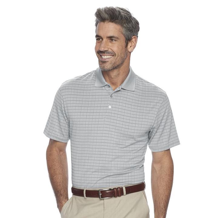 Men's Haggar Classic-fit Windowpane Performance Polo, Size: Medium, Silver