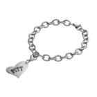 Fiora Stainless Steel Pitt Panthers Heart Charm Bracelet, Women's, Size: 8, Grey