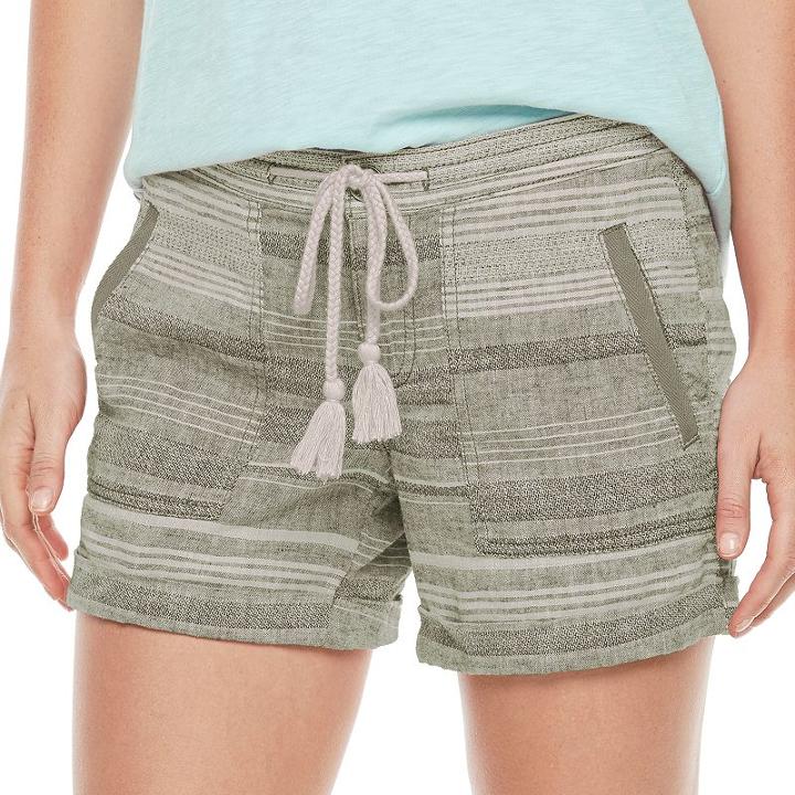 Women's Sonoma Goods For Life&trade; Striped Linen-blend Shorts, Size: 2, Lt Green
