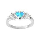Journee Collection Simulated Opal And Cubic Zirconia Sterling Silver Heart Ring, Women's, Size: 6, Blue