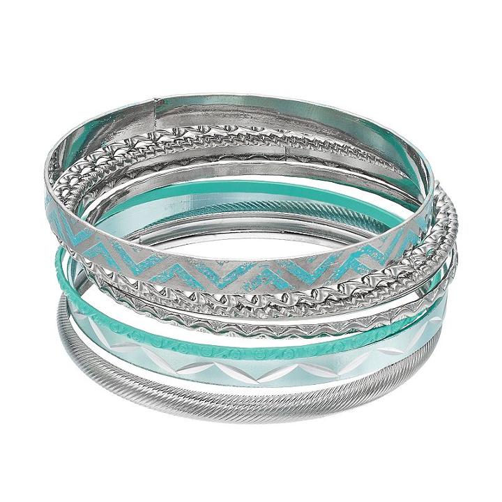 Mudd&reg; Aqua Bangle Bracelet Set, Women's, Turq/aqua