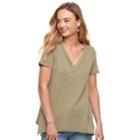 Women's Sonoma Goods For Life&trade; Soft Touch Shark-bite Hem Tee, Size: Small, Dark Green