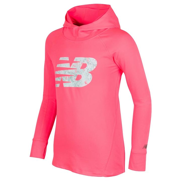 Girls 7-16 New Balance Hooded Performance Top, Size: 10-12, Med Orange