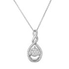 Sterling Silver 1/10 Carat T.w. Diamond Teardrop Pendant Necklace, Women's