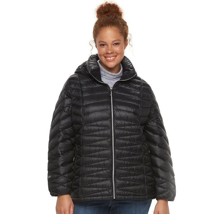 Plus Size Zeroxposur Jolie Hooded Packable Down Puffer Coat, Women's, Size: 1xl, Black