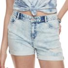 Juniors' Rewind High-waisted Midi Denim Shorts, Teens, Size: 5, Purple