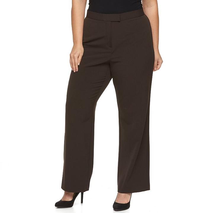 Plus Size Napa Valley Comfort Waist Slimming Straight-leg Dress Pants, Women's, Size: 16w Short, Med Brown