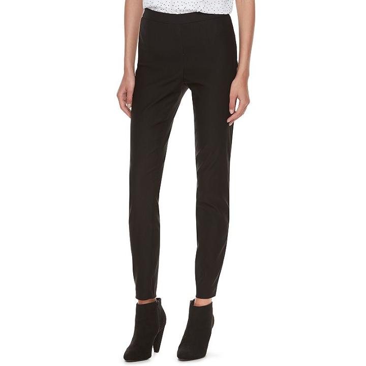 Women's Elle&trade; Black Skinny Pull-on Pants, Size: Large