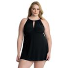 Plus Size Croft & Barrow&reg; Thigh Minimizer Keyhole Swimdress, Women's, Size: 22 W, Black