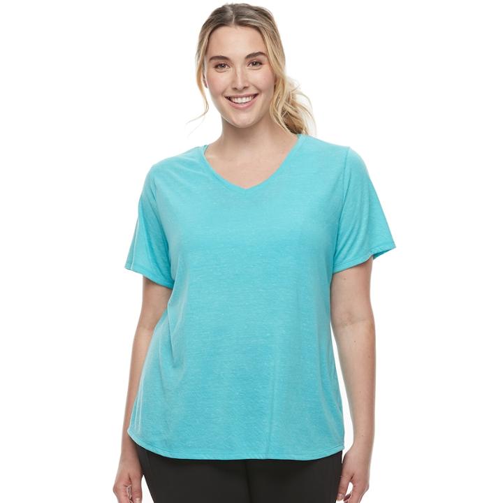 Plus Size Tek Gear Dry Tek Easy V-neck Tee, Women's, Size: 1xl, Turquoise/blue (turq/aqua)