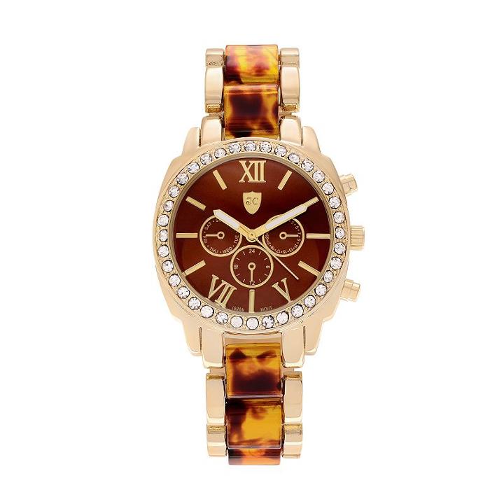 Journee Collection Women's Crystal Two Tone Watch, Multicolor