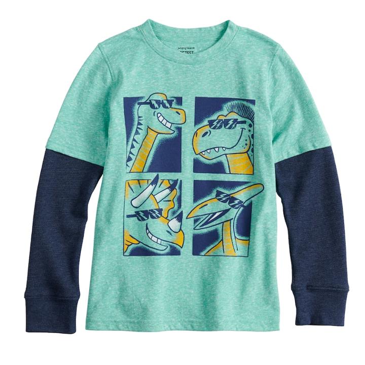 Boys 4-12 Jumping Beans&reg; Thermal Mock Layer Softest Graphic Tee, Size: 4, Turquoise/blue (turq/aqua)