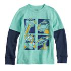 Boys 4-12 Jumping Beans&reg; Thermal Mock Layer Softest Graphic Tee, Size: 4, Turquoise/blue (turq/aqua)