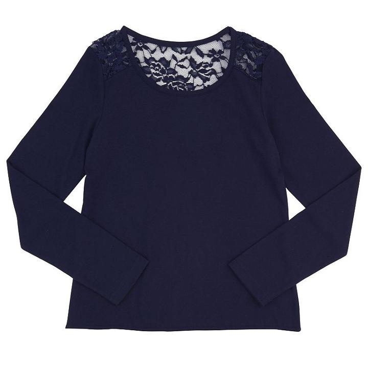 Girls Plus Size French Toast Lace Top, Girl's, Size: 14-16 Plus, Blue (navy)