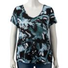 Plus Size Simply Vera Vera Wang Printed V-neck Tee, Women's, Size: 2xl, Black