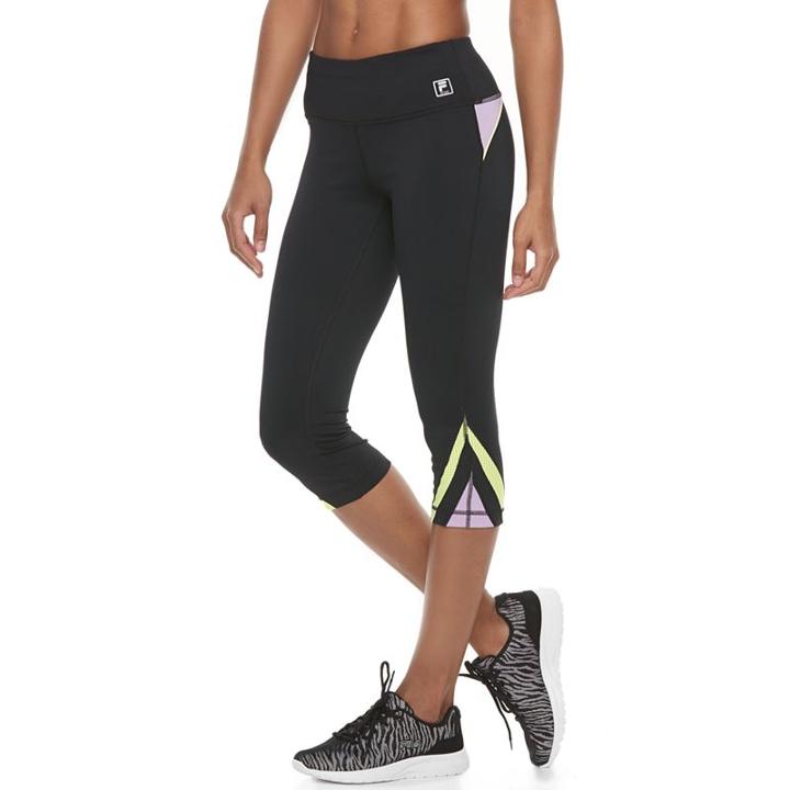 Women's Fila Sport&reg; Contrast Inset Capri Leggings, Size: Medium, Oxford