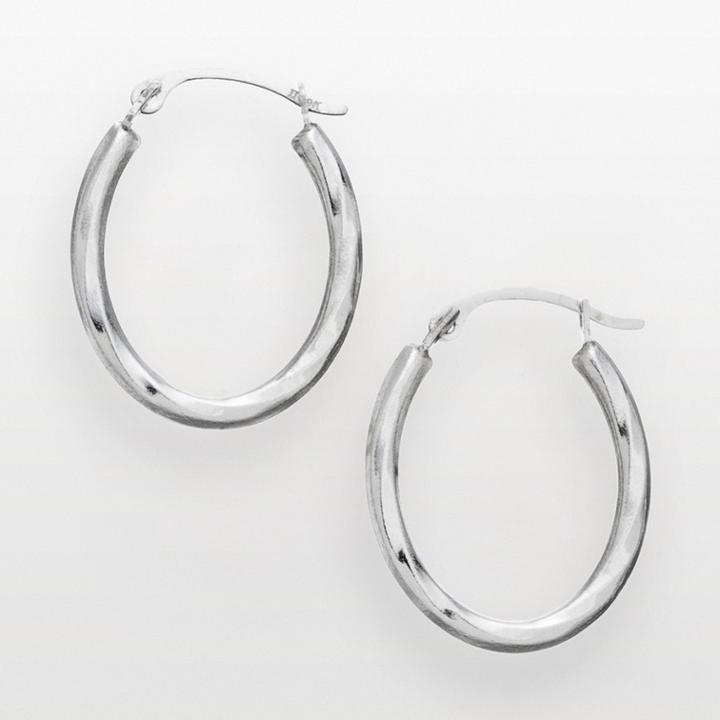 10k White Gold Twist Hoop Earrings, Women's, Yellow