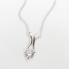 Sterling Silver Sway Drop Cubic Zirconia Pendant, Women's, Size: 18, White