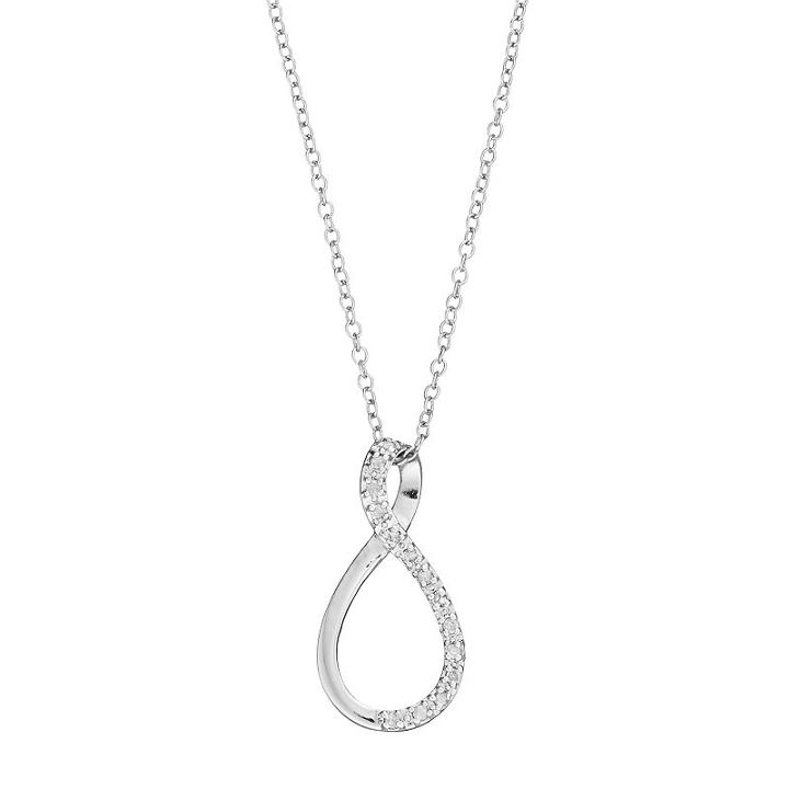Sterling Silver 1/10 Carat T.w. Diamond Infinity Pendant Necklace, Women's, Size: 18