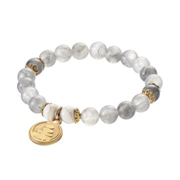 Wish Upon A Rock Smoky Ember Beaded Stretch Bracelet, Women's, Size: 7, Grey