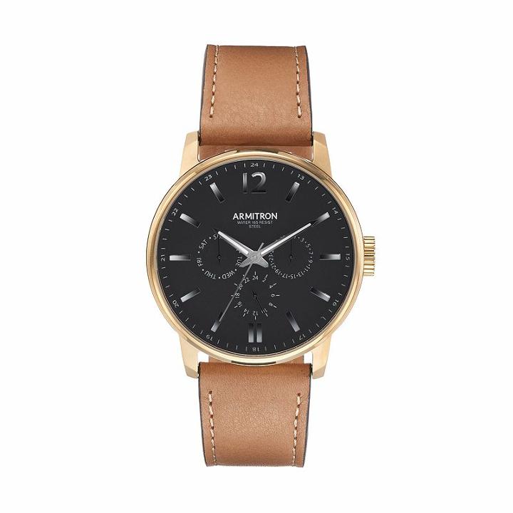Armitron Men's Leather Watch - 20/5217bkgptn, Brown