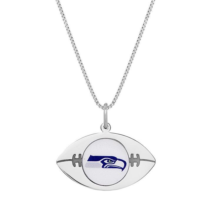 Sterling Silver Seattle Seahawks Football Pendant Necklace, Women's, Size: 24, Grey