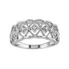 1/10 Carat T.w. Diamond Sterling Silver Openwork Ring, Women's, Size: 9, White