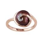 Freshwater Cultured Pearl & Diamond Accent Pink Rhodium-plated Sterling Silver Swirl Ring, Women's, Size: 8, Brown