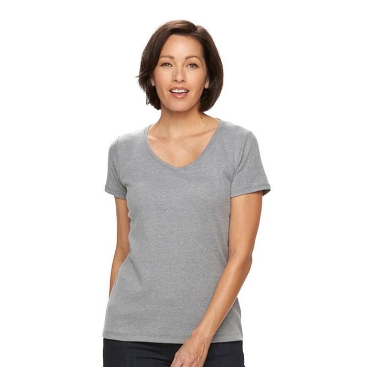 Women's Croft & Barrow&reg; Essential V-neck Tee, Size: Small, Med Grey