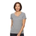 Women's Croft & Barrow&reg; Essential V-neck Tee, Size: Small, Med Grey