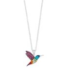 Silver Plated Rainbow Crystal Hummingbird Pendant Necklace, Women's, Size: 18, Multicolor
