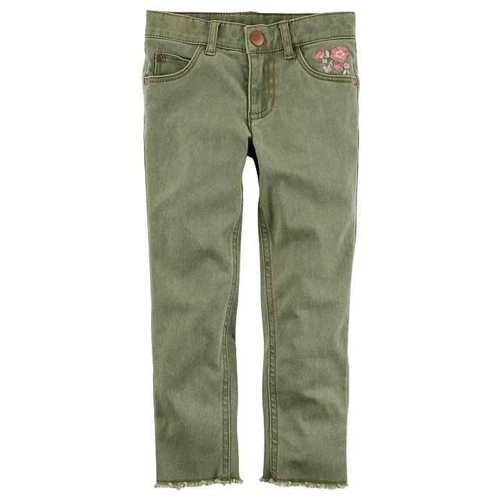 Girls 4-8 Carter's Olive Woven Pants, Size: 5, Green Oth