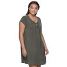 Juniors' Plus Size So&reg; Lace-up Swing Dress, Teens, Size: 2xl, Dark Green