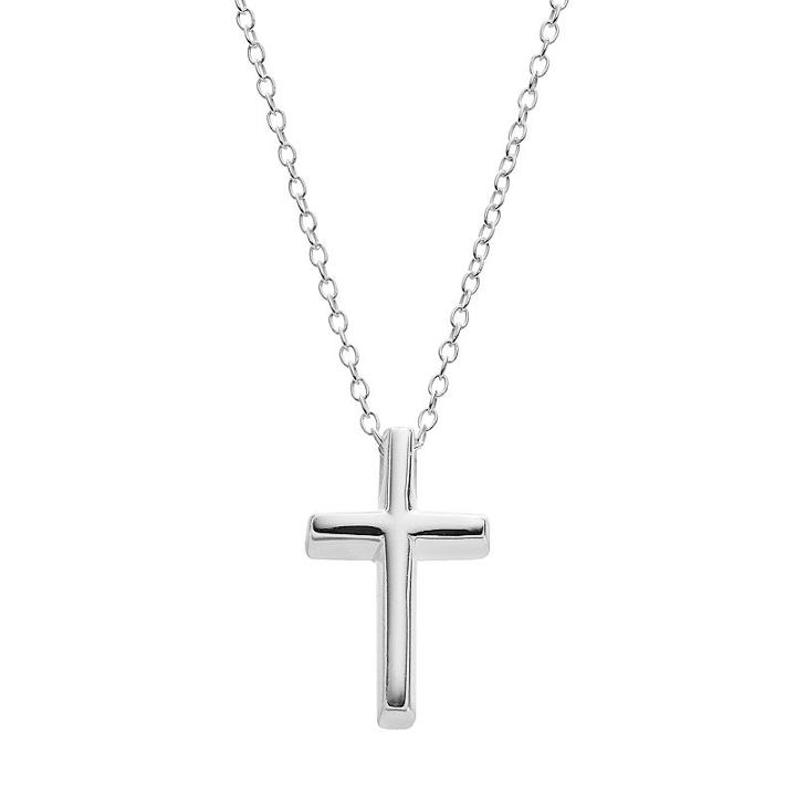 Primrose Sterling Silver Cross Pendant Necklace, Women's, Grey