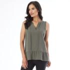 Women's Apt. 9&reg; Pleated Ruffle Tank, Size: Regular, Dark Green