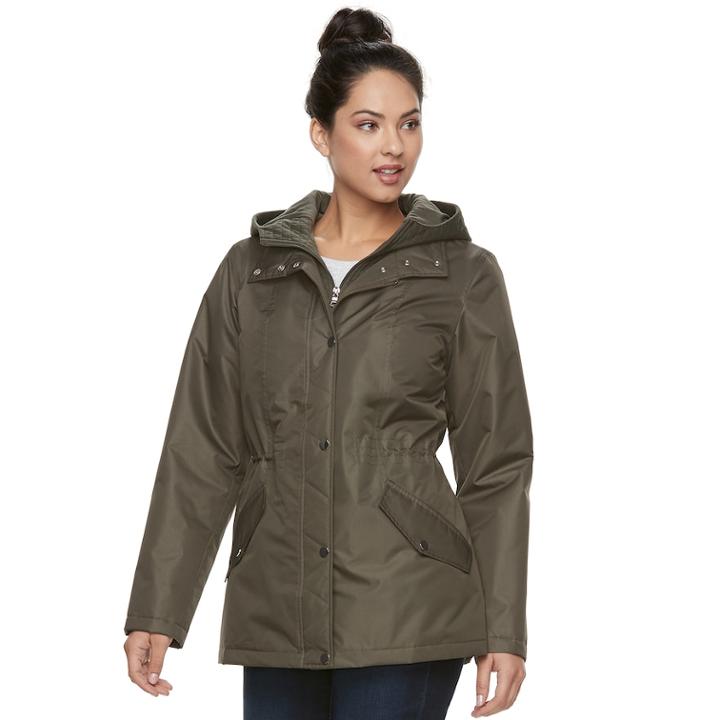 Women's D.e.t.a.i.l.s Hooded Anorak Jacket, Size: Medium, Med Green