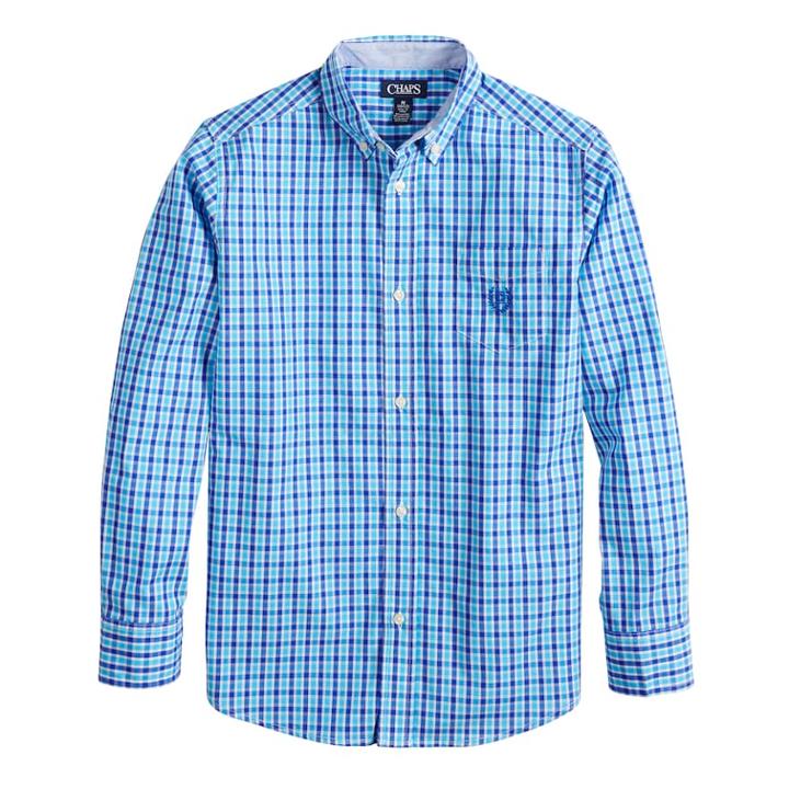 Boys 4-20 Chaps Noah Plaid Button-down Shirt, Size: 10-12, Blue (navy)