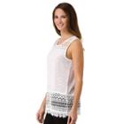 Women's Haggar Lace-trim Burnout Tank, Size: Medium, White Oth