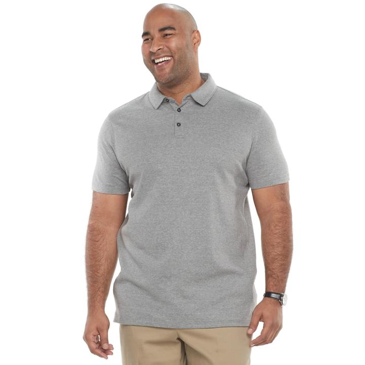 Big & Tall Apt. 9&reg; Core Interlock Heather Polo Shirt, Men's, Size: 3xb, Med Grey