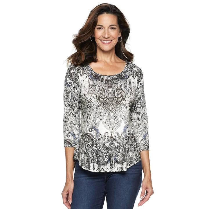 Women's World Unity Embellished High-low Tee, Size: Xl, Grey