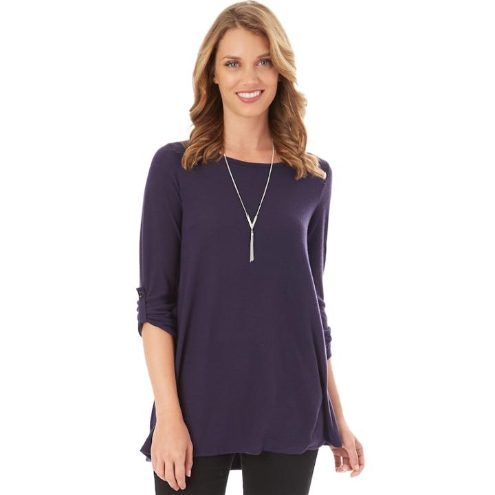 Women's Apt. 9&reg; 3/4 Sleeve Necklace Top, Size: Medium, Blue (navy)